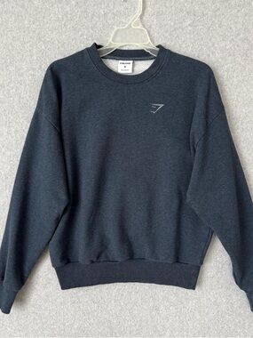 Gymshark Sweatshirt Womens Size Medium Blue Crewneck Pullover Logo Casual READ